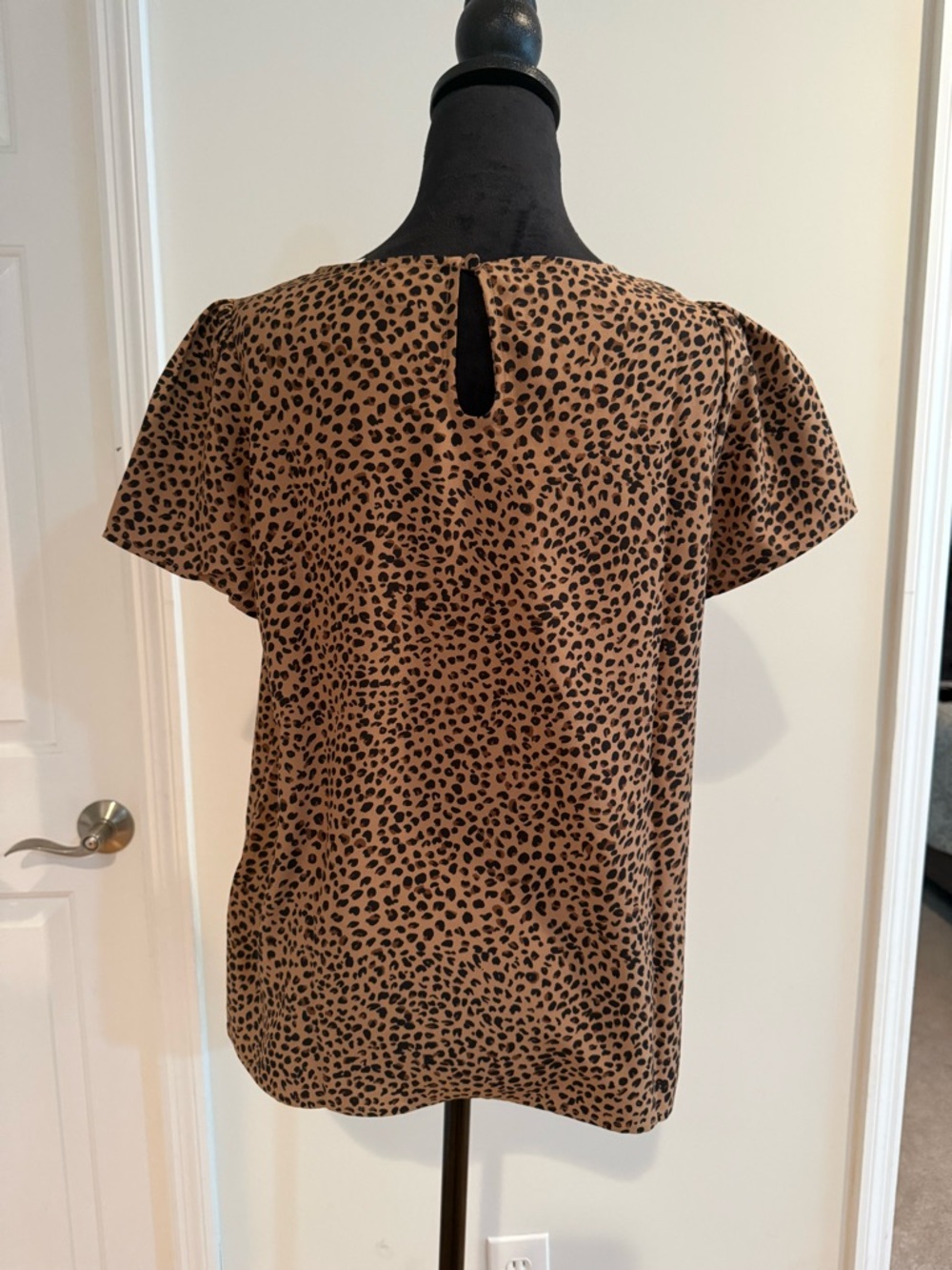 J. Crew Factory Brown and Black Leopard-Print Short Sleeve Blouse - Picture 2 of 4